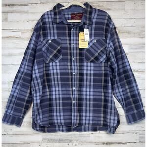 Comfort Outfitters Button Up Shirt Mens 3XL Blue Cotton Plaid Long Sleeve